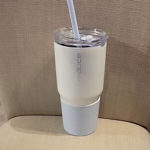 34oz Reduce White And Blue Tumbler with Straw